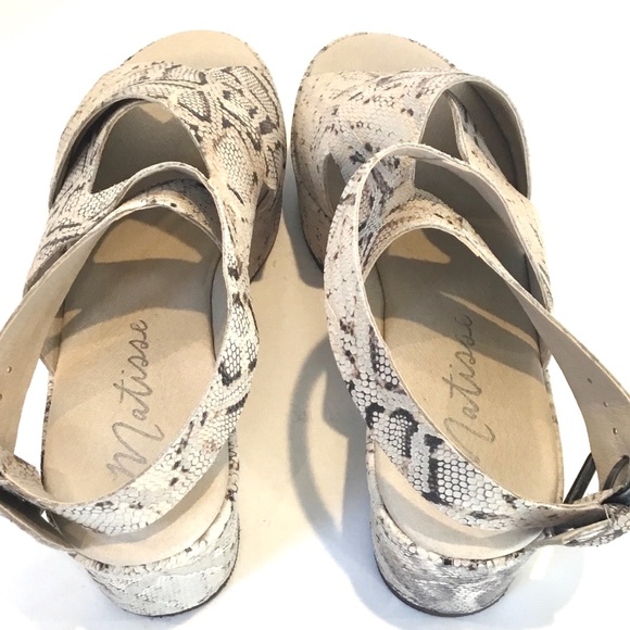 Matisse Platform Sandals ‘RUNAWAY’ Snakeskin Leather Ankle Strap Open-toe Size-7 - Picture 10 of 16